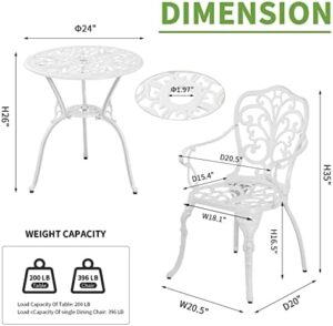 Patio Bistro Sets 3 Piece,Cast Aluminum Bistro Table and Chairs Set of 2 with 1.97" Umbrella Hole,All Weather Bistro Table Set Outdoor Patio Furniture for Garden,Yard(Butterfly White) - Image 6