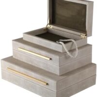 Faux Leather Decorative Jewelry Storage Boxes, Set of 3 Large Stackable Decorative Storage Boxes with Lids, Storage Nesting Organizer for Home Decor