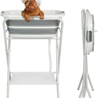 Nidouillet Dog Bath Tub,2 in 1 Dog Washing Station Elevated Professional Collapsible Foldable Portable Shower Bathtub Pet Bath Tubs,for Small Dogs and Cats Bathroom Outdoor and Pet Store(Grey)