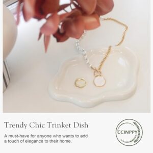 Ceramic Jewelry Tray Trinket Dish, Decorative Cloud Vanity Key Tray for Women, Ring Holder Dish, Cute Jewelry Plate Bowl Room Decor Aesthetic, White, Medium - Image 4