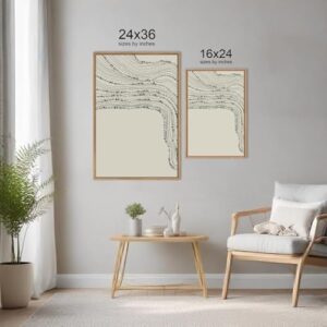 HLNIUC Neutral Abstract Framed Canvas Wall Art Set, Black Beige Wave Line Wall Decor, Large Minimalist Painting, Modern Geometric Art Print for Living Room, Bedroom, Dinning Room, Office - 24"x36"x3 - Image 6