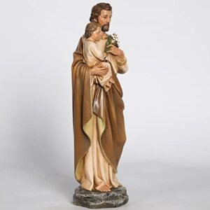 BC Catholic St. Joseph and Child Jesus Statue, Catholic Saint Figure, Religious Gift for Father's Day, Inspirational Indoor Home Decor, 14 inches H, Hand Painted by Buildclassic - Image 4