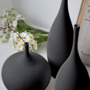 Black Ceramic Vase Modern Boho Wabi-Sabi Flower Vase Set of 3 Decorative Aesthetic Vases for Centerpieces Pampas Matte Minimalist Vases for Living Room Table Shelf Home Decor Gift - Image 7