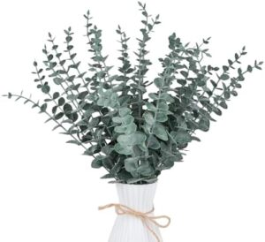 24pcs Eucalyptus Stems Artificial Eucalyptus Stems with Leaves Fake Greenery Branches Fake Flowers for Wedding Bouquets, Floral Centerpieces, Home/Office/Christmas Decor
