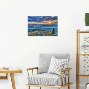 Blue Ridge Mountain Wall Art Misty Mountains Picture Bathroom Decor Sunrise Appalachians Landscape Canvas Prints Photo Nature Forest Painting Artwork for Bedroom Living Room Home Decoration 16x24" - Image 5