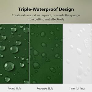 Chaise Lounge Cushions Outdoor, 72"x21"x3" Triple-Waterproof Outdoor Chair Cushions with Removable Cover, 4 Adjustable Ties Lounge Chair Cushions for Outdoor Furniture, Forest Green - Image 2