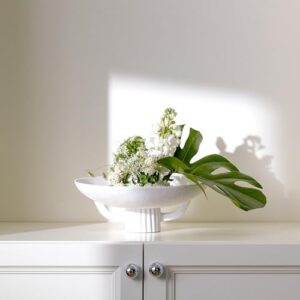 White Resin Decorative Bowl for Boho Modern Home Decor, 11.2" Large Elegant Pedestal Kitchen Fruit Bowl/Key Holder/ Potpourri for Entryway Table, Coffee Table, Dining Room,Table Centerpiece Bowel - Image 5