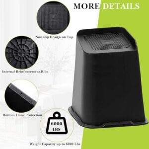Bed Risers 1 inch, 2 inch, 3 inch, 4 inch, 6 inch, 8 inch Heavy Duty, Oversized Furniture Riser for Couch Sofa Table Chair Leg Frame Dorm, Support up to 6000 Lbs (Black 8 Pack, 8 inch)-6 - Image 5