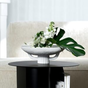 White Resin Decorative Bowl for Boho Modern Home Decor, 11.2" Large Elegant Pedestal Kitchen Fruit Bowl/Key Holder/ Potpourri for Entryway Table, Coffee Table, Dining Room,Table Centerpiece Bowel - Image 2
