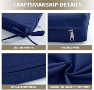 Outdoor Bench Cushion Waterproof 48"x18" – Fade-Resistant Patio Furniture Cushion with Ties for Porch Swing, Loveseat, or Indoor Bench Replacement, Navy Blue - Image 6
