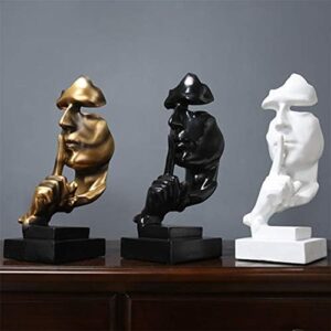 aboxoo Thinker Statue, Silence is Gold Abstract Art Figurine, Modern Home Resin Sculptures Decorative Objects Piano Desktop Decor for Creative Room Home, Office Study (Gold) - Image 7