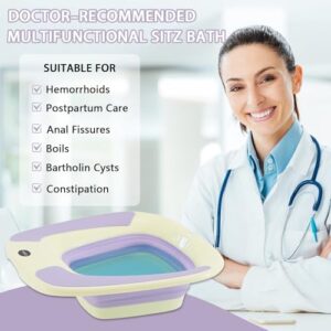 Sitz Bath, Sitz Bath for Postpartum Care, Sitz Bath for Hemorrhoids, Sitz Bath for Toilet Seat, Sits Bath Tub for Women Men Adults, Sitz Bath Soak Salts Basin, Hip Bath Bowl, Collapsible, Purple - Image 4
