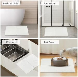 Stone Bath Mat, Diatomaceous Earth Bath Shower Mat for Bathroom Floor -Super Absorbent, Easy to Clean (22.8 * 15.3" White) - Image 7