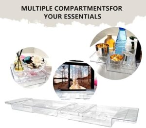 Adjustable Bath Tray for Tub - Tub Caddy for Bathtub,Large Capacity- Bathtub Tray for Easy Cleaning,Transparent Expandable Bath Tray Table for Tub,Suitable for Most of Bath Tubs, Bath Trays for Women - Image 2