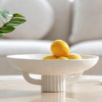 White Resin Decorative Bowl for Boho Modern Home Decor, 11.2" Large Elegant Pedestal Kitchen Fruit Bowl/Key Holder/ Potpourri for Entryway Table, Coffee Table, Dining Room,Table Centerpiece Bowel