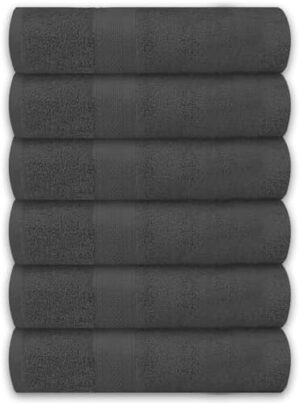 100% Cotton Large Bath Towels 24x50 Inches Soft Highly Absorbent and Quick Dry Bathroom Towels Perfect for Gym Spa and Travel - Charcoal Grey