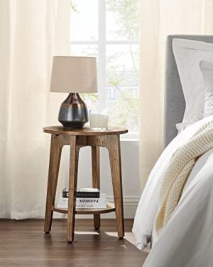 VASAGLE Side Table, Small Round End Table with Lower Shelf, Nightstand for Small Spaces, Living Room, Bedroom, Rustic Walnut ULET283T41 - Image 9