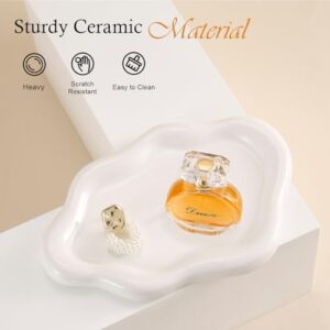 Ceramic Jewelry Tray Trinket Dish, Decorative Cloud Vanity Key Tray for Women, Ring Holder Dish, Cute Jewelry Plate Bowl Room Decor Aesthetic, White, Medium - Image 5