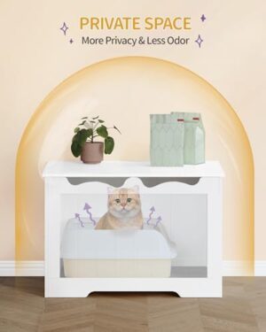 Cat Litter Box Enclosure, Top Opening Hidden Litter Box Cabinet Furniture, Indoor Cat House, Farmhouse Style, for Hallways, Bedrooms, 27.6 x 19.7 x 20.9 Inches, White CB84803X - Image 6