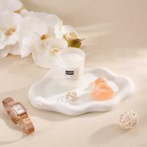 Ceramic Jewelry Tray Trinket Dish, Decorative Cloud Vanity Key Tray for Women, Ring Holder Dish, Cute Jewelry Plate Bowl Room Decor Aesthetic, White, Medium - Image 3