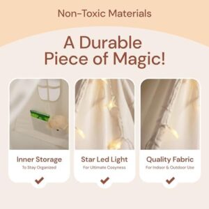 PlayVibe Kids Teepee Tent - Baby, Toddler Play Tents with Light String & Star LED Lights, Children Reading Nook Tee Pee Tents, Party Teepee Shelter Canvas for Girls & Boys, Playroom, Indoor & Outdoor - Image 7