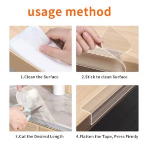 3Pack Soft Corner Protectors for Furniture Strip,2 in x 9.84 Ft,Wall Corner Bumper Tape,Desk Edge,Baseboard Protector,Clear Cabinet Door Protector Edge Guard,Crib Rail Covers for Teething - Image 7