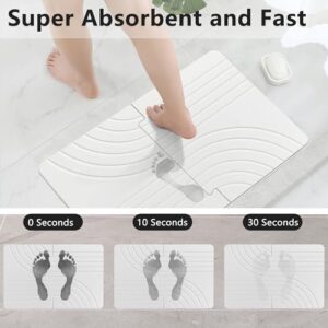 Stone Bath Mat, Diatomaceous Earth Bath Shower Mat for Bathroom Floor -Super Absorbent, Easy to Clean (22.8 * 15.3" White) - Image 2