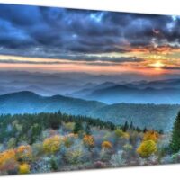 Blue Ridge Mountain Wall Art Misty Mountains Picture Bathroom Decor Sunrise Appalachians Landscape Canvas Prints Photo Nature Forest Painting Artwork for Bedroom Living Room Home Decoration 16x24"