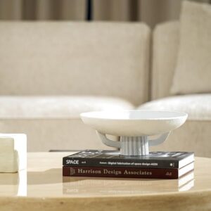 White Resin Decorative Bowl for Boho Modern Home Decor, 11.2" Large Elegant Pedestal Kitchen Fruit Bowl/Key Holder/ Potpourri for Entryway Table, Coffee Table, Dining Room,Table Centerpiece Bowel - Image 8