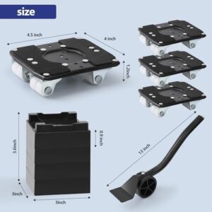 Urvoix Furniture Dolly, Furniture Movers with Wheels 360° Rotating & Lockable, Furniture Lifter Tool Set with Carbon Steel Panel Maximum Load 2000LBS, Easily Move Appliances, Equipment - Image 7