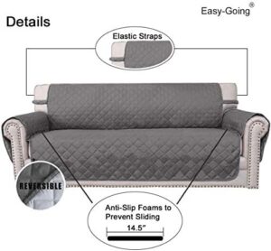 Easy-Going Reversible Couch Cover for 3 Cushion Couch Sofa Cover for Dogs Water Resistant Furniture Protector Cover with Foam Sticks Elastic Straps for Pet Cat (Sofa, Gray/Light Gray) - Image 3