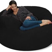 Chill Sack Bean Bag Chair - 5' Giant Memory Foam Lounge Chair with Soft Microfiber Cover – Cozy Furniture for Living Room, Dorm, & Kids' Rooms – Comfortable 5 Ft, Microsuede Lounge Sofa, Black