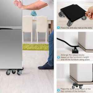 Furniture Dolly, Furniture Movers with 5 Wheels 360° Rotating, Maximum Load 1736 lbs Heavy Duty Carbon Steel Panel with 4pcs Anti-Slip Pads, Lifter Mover Tool Set for Heavy Sofa, Appliances - Image 7