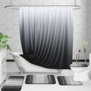 OLANLY Bathroom Rugs Sets 3 Piece, Soft Absorbent Microfiber Bath Mats and U-Shaped Contour Toilet Rug, Plush Shaggy Bath Mat Set for Bathroom (47"x20"+24"x16"+24"x20", Black) - Image 7