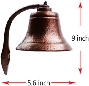 Hanging Bell Dinner Bell Outdoor Bell Bracket Mount Wall Bell Indoor Rope Bell Ship/Boat/Nautical/Door/School/Reception/Home/Church Bell (Pro-Copper) - Image 2