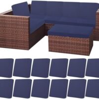 HEBE Outdoor Patio Cushion Covers Set of 12 Waterproof Stretch Seat Cushion Cover for Patio Furniture Clearance Outdoor Sofa Cushion Cover Replacement Couch Slipcovers Chair Seat Cover