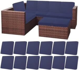 HEBE Outdoor Patio Cushion Covers Set of 12 Waterproof Stretch Seat Cushion Cover for Patio Furniture Clearance Outdoor Sofa Cushion Cover Replacement Couch Slipcovers Chair Seat Cover