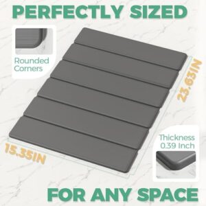 Stone Bath Mat - Foldable Diatomite Bath Mat, 23.81 x 15.35”, Non-Slip, Super Absorbent, Quick Drying Bathroom Mat | Easy to Clean Shower Floor Mat, Dark Gray - Image 2