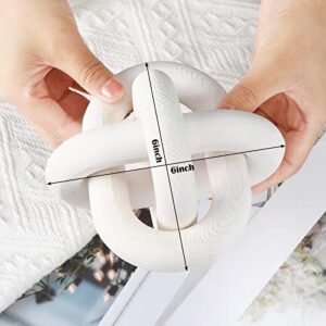 Yalikop 3 Link Wood Knot Decor - Hand Carved Coffee Table Decoration, Boho Chain Link Decor, Modern Shelf, Rustic Objects for Home Living Room Bedroom(White) - Image 2