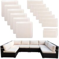 14 Piece Outdoor Patio Cushion Covers Replacement, Outdoor Couch Cushions Covers with Zippers, Waterproof Patio Furniture Cushion Slipcovers for Couches,Outdoor Patio Furniture (14 piece sets,Beige）