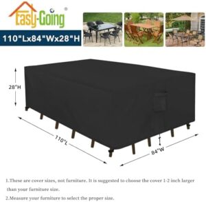 Easy-Going Rectangle Patio Furniture Cover Waterproof Outdoor Dining Table and Chair Cover Anti-UV Outside Sectional Sofa Set Covers (110"L x 84"W x 28"H, Black) - Image 2
