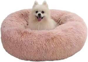Washable Dog & Cat Bed for Small Extra Large Medium Big Puppy Size, Calming Comfort Fluffy Self Warming Heated Donut Mat for Creat Cages, Heating Round Pet Pad & Furniture for Bunny Rabbit Indoor