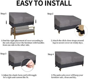Easy-Going Waterproof Outdoor Sofa Cover, Heavy Duty 2 Seater Outdoor Loveseat Cover, Windproof Patio Furniture Cover with Air Vent (58Wx32.5Dx31H inch, Gray/Dark Gray) - Image 7
