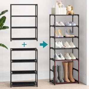 4 Tier Small Shoe Rack, Narrow Stackable Kids Toddler Adult Shoe Storage Organizer Shelf for Closet Floor Entryway Bedroom, Space Saver Shoe Rack Organization Shelves - Image 6