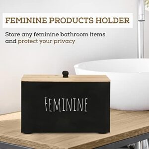 Tampon Holder Storage for bathroom, Feminine Wood Container Box, Women Product Organizer, Farmhouse Décor, Pad Storage Container Box, Rustic Accessories (black) - Image 6