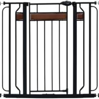 Regalo Home Accents Extra Tall & Wide Baby Gate, Bonus Kit, Includes Décor Steel With Hardwood, 4" Extension Kit, 4 Pack Pressure Mount Kit & Wall Cups, 0320 DS