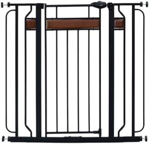 Regalo Home Accents Extra Tall & Wide Baby Gate, Bonus Kit, Includes Décor Steel With Hardwood, 4" Extension Kit, 4 Pack Pressure Mount Kit & Wall Cups, 0320 DS