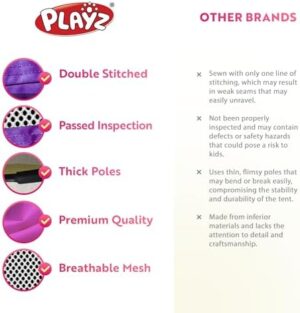 Playz Ball Pit Princess Castle Play Tent for Girls w/ 50 Balls Included - Pop Up Children Play Tent for Indoor & Outdoor Use - Playland Playhouse Tent w/ & Glow in The Dark Stars & Zipper Storage Case - Image 8