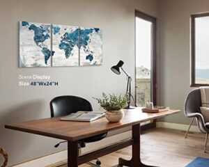 Elixart Wall Art for Living Room Office Wall Decor Pictures for Bedroom World Map Art Large Kitchen Decor 48"X24" Motivational Painting for Dining Room Wall Decorations - Image 3