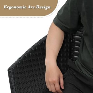 Athena Collection Outdoor Patio Furniture Set of 4, Rattan Outdoor Table and Chairs Sofa Set, Wicker Law Patio Conversation Furniture for Balcony, Front Porch, Bistro, Backyard, Black Blue - Image 8